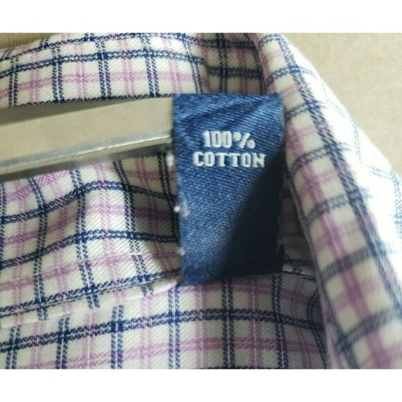 Eagle Reg Fit Non Iron Stretch Collar Violet Blue Mini Checkered 17 1/2 34/35 - Picture 10 of 12